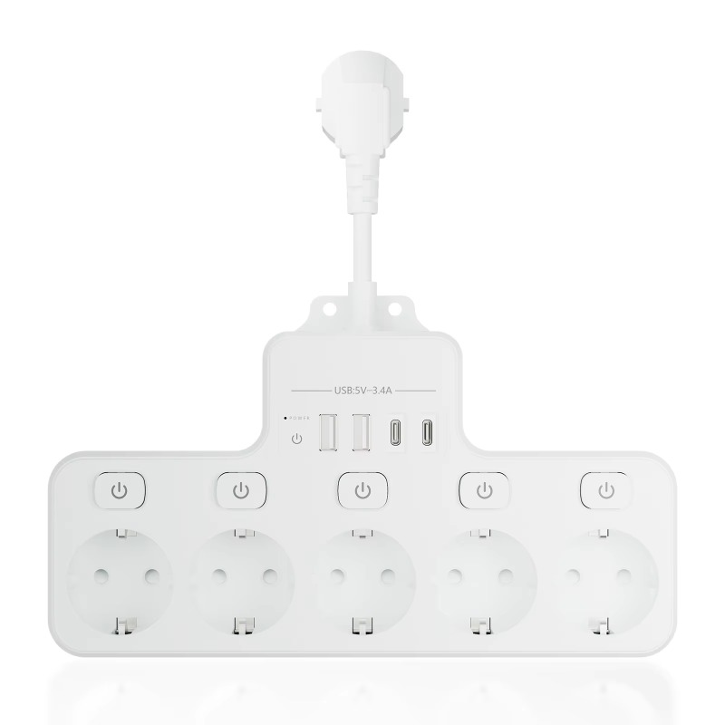 Smart Power Strip - EU Standard Short Cord Multi‑Function Power