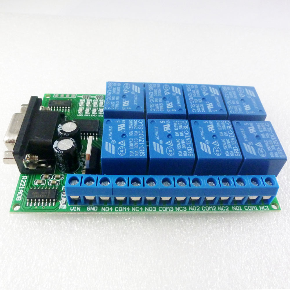 Smart Home With Plc - 8 Channel DC 12V RS232 Relay