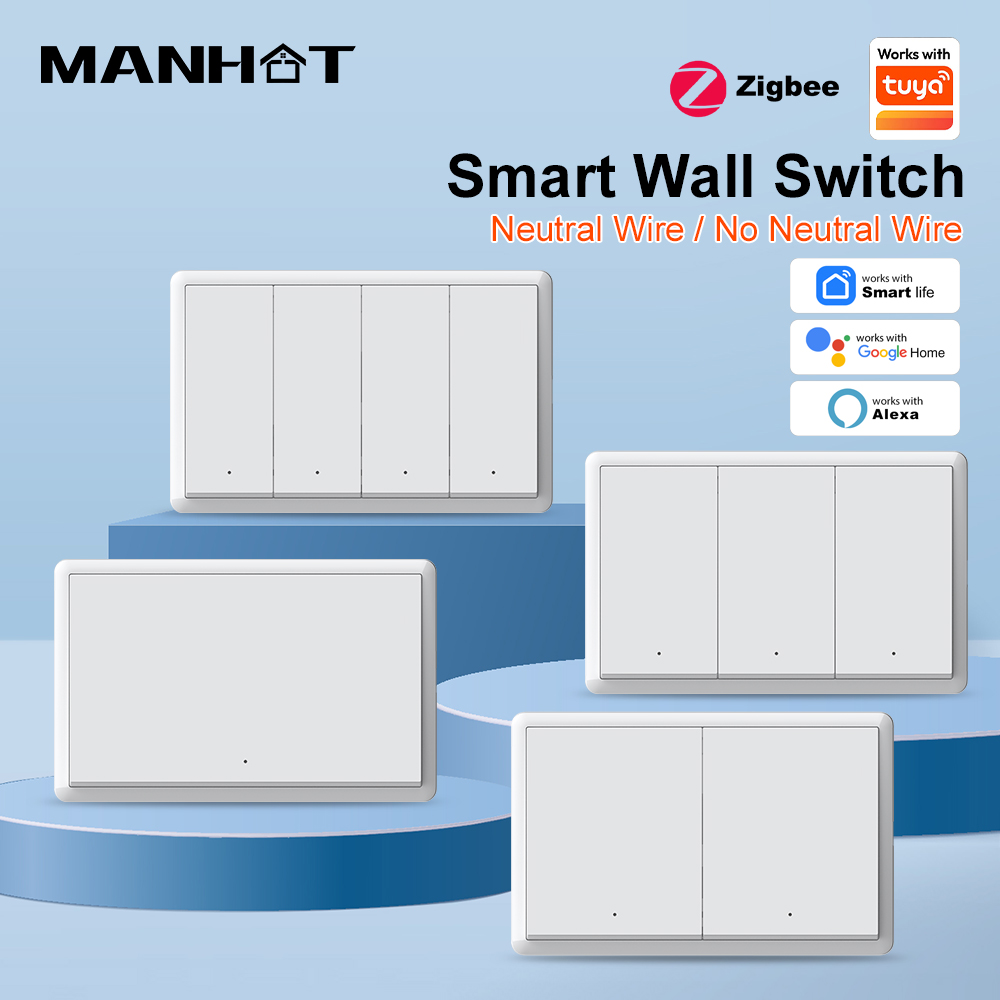 Smart Home Z Wave - MANHOT ZigBee3.0 Smart Switch No Neutral