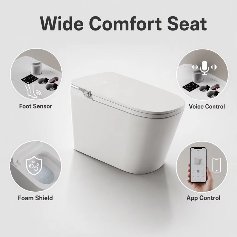 White Smart Toilet Square Bowl - Smart Home Controller review and price
