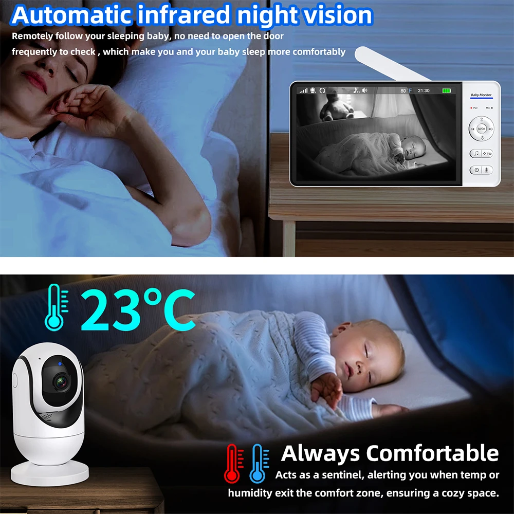 No WiFi 7 Inch Baby Monitor 2- - Smart Home Battery Camera review and price