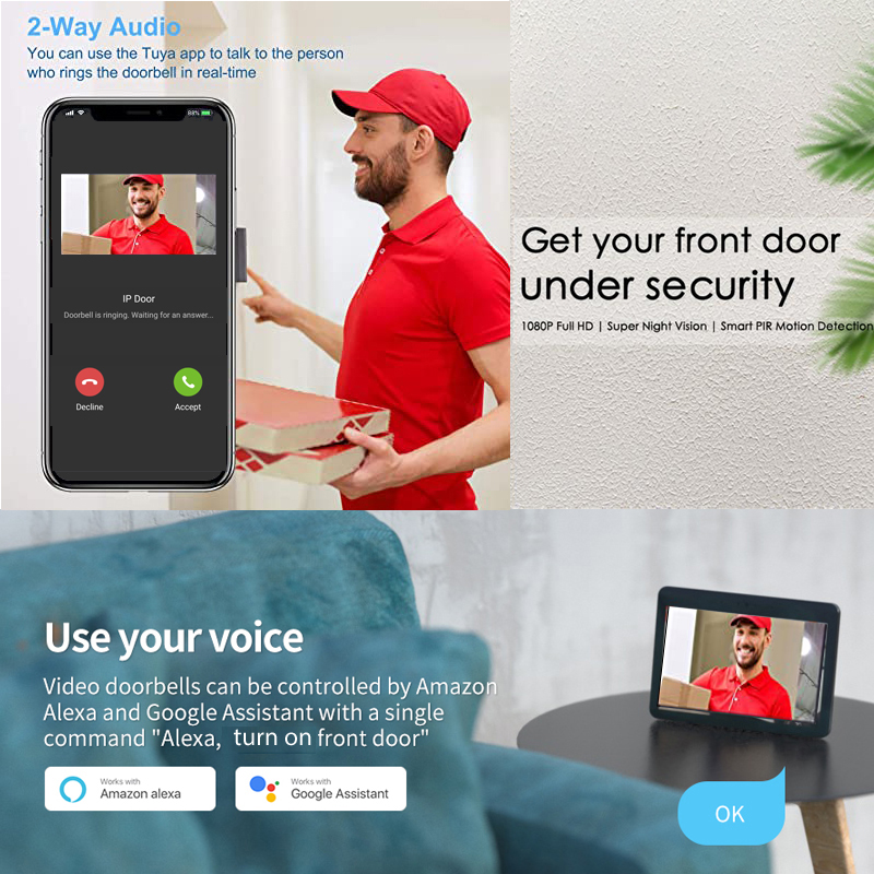 Tuya Smart 1080P Doorbell Came - Smart Home Battery Camera review and price