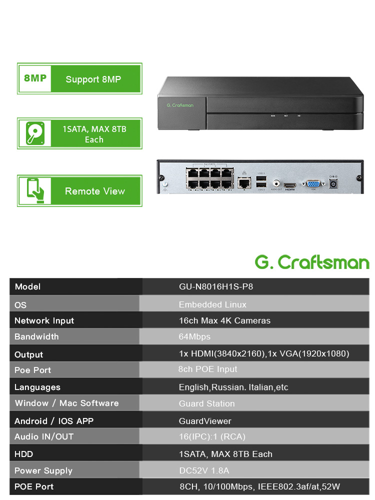 C-U,8CH POE Network Video Reco - Smart Home Microsoft review and price